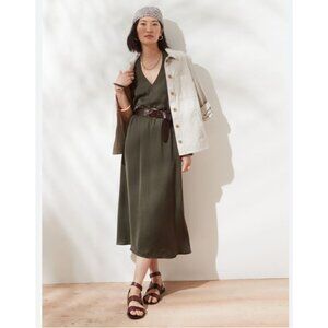 NEW Banana Republic Womens Medium Olive Green Halter Neck Sleeveless Midi Dress